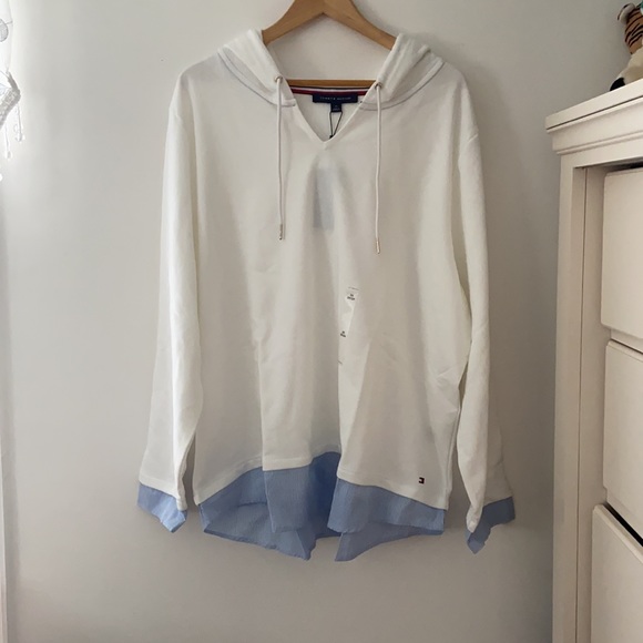 Tommy Hilfiger Tops - Tommy Hilfiger Plus Size Woven-Hem Hoodie